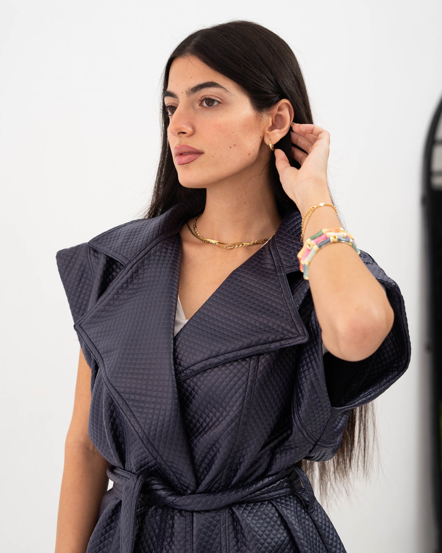 Leather Vest In Blue