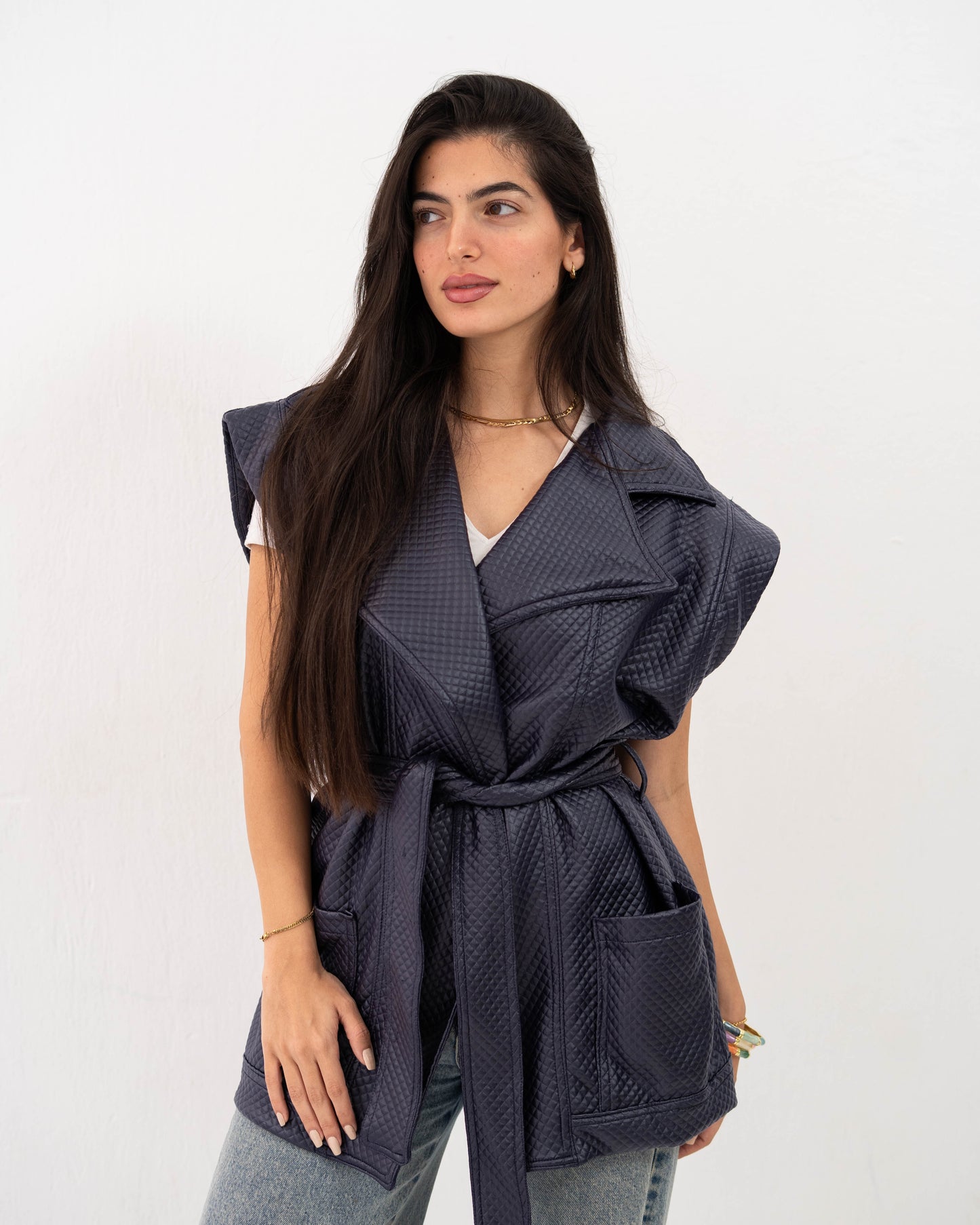 Leather Vest In Blue