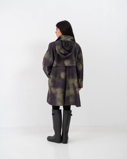 Tie-Die long Coat In olive