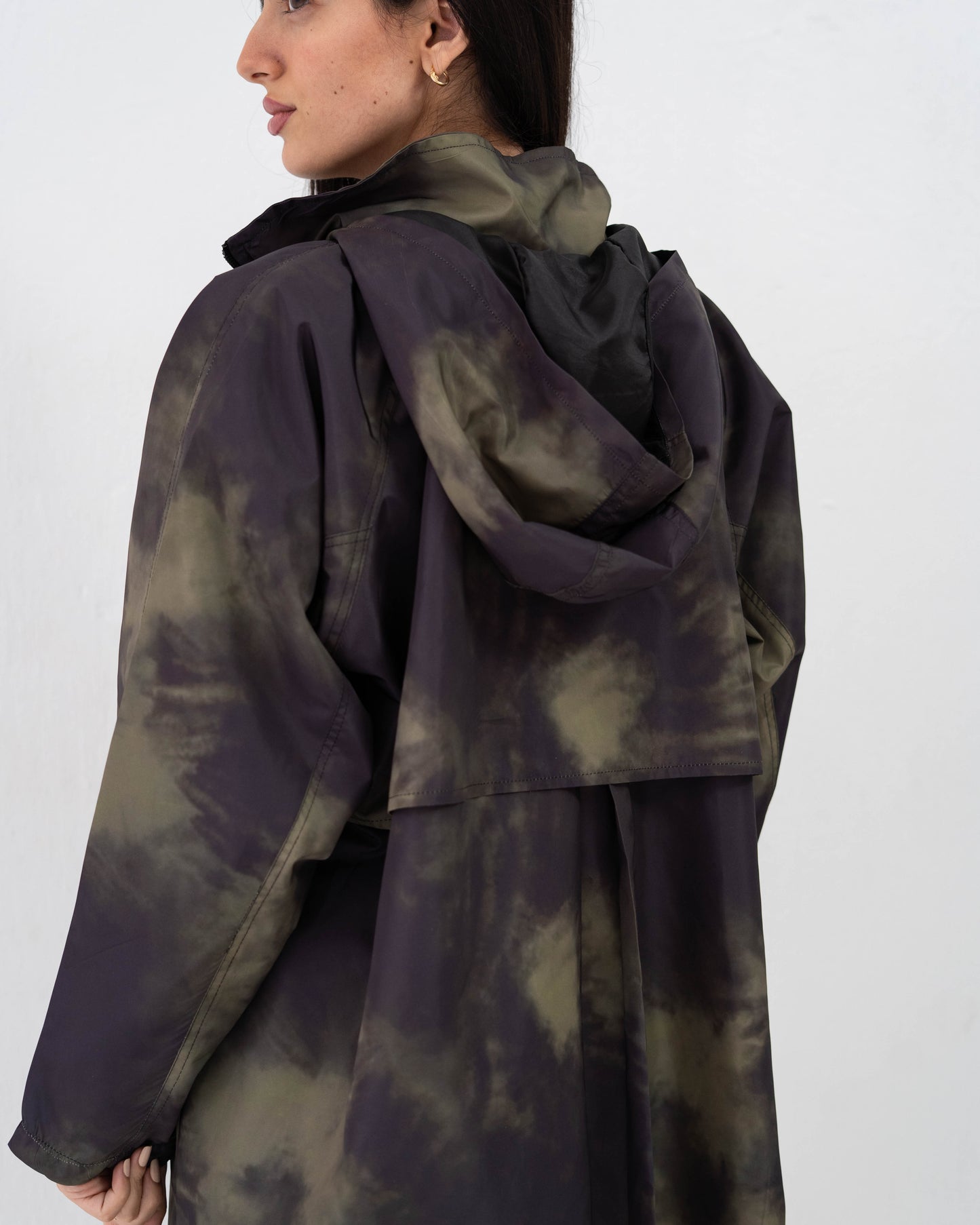 Tie-Die long Coat In olive