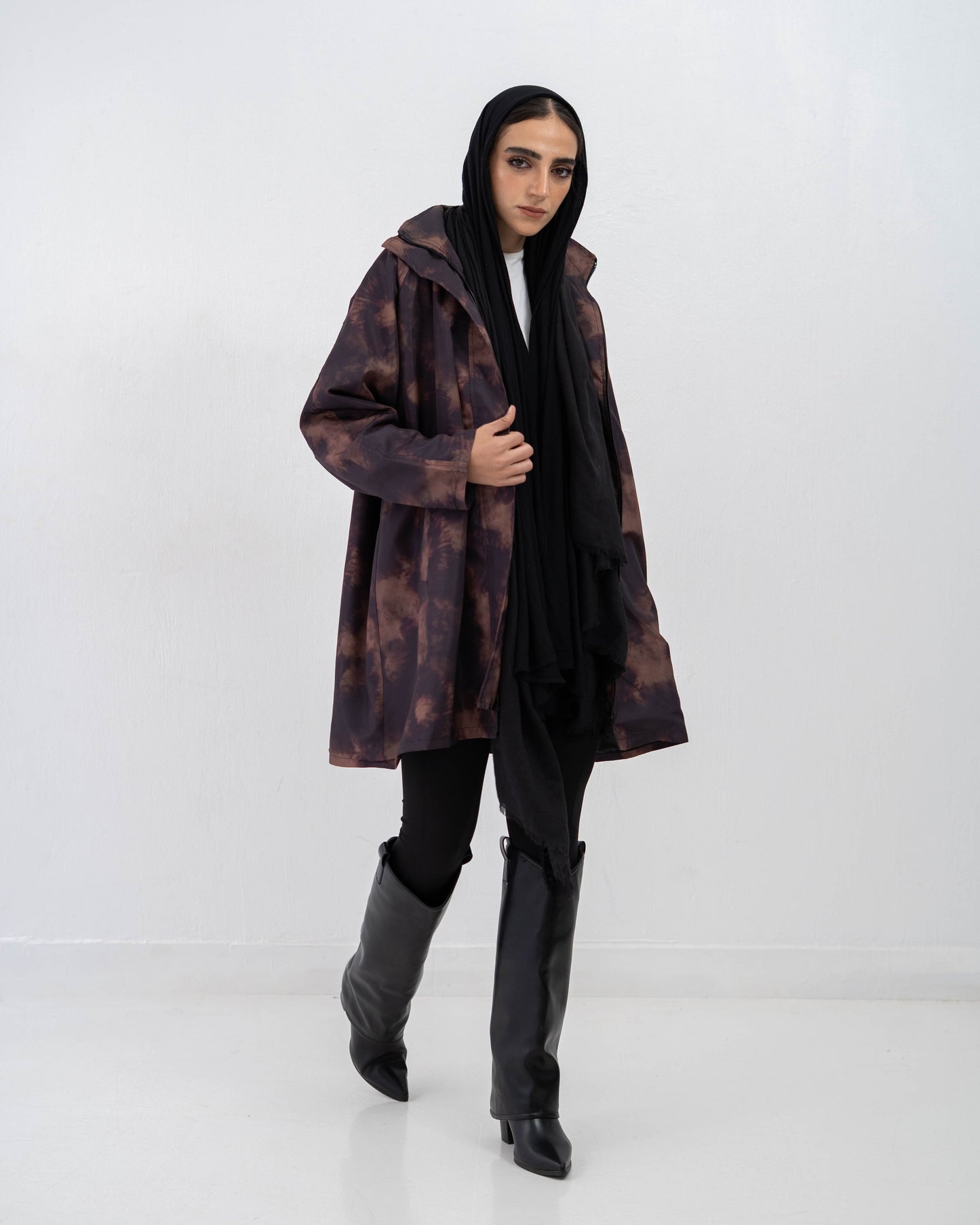 Tie-Die long Coat In Cinnamon