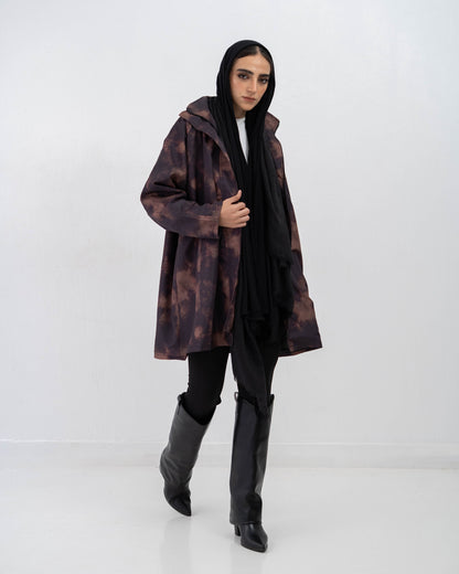 Tie-Die long Coat In Cinnamon
