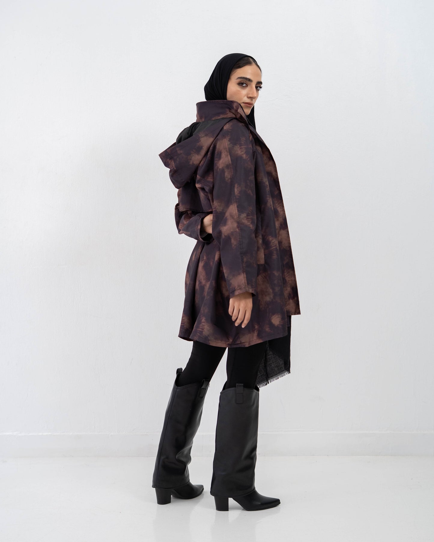 Tie-Die long Coat In Cinnamon