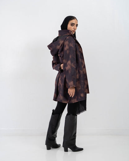 Tie-Die long Coat In Cinnamon