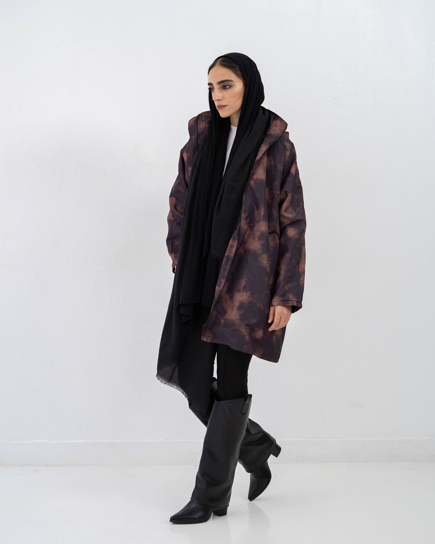 Tie-Die long Coat In Cinnamon