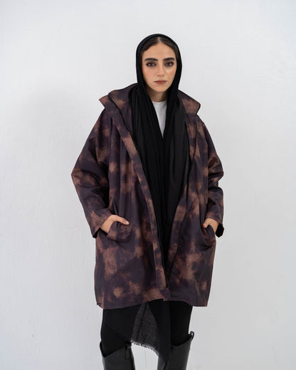 Tie-Die long Coat In Cinnamon