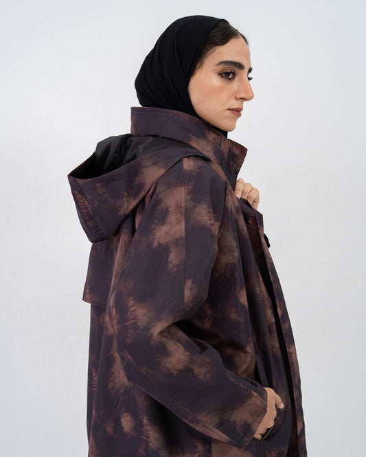 Tie-Die long Coat In Cinnamon