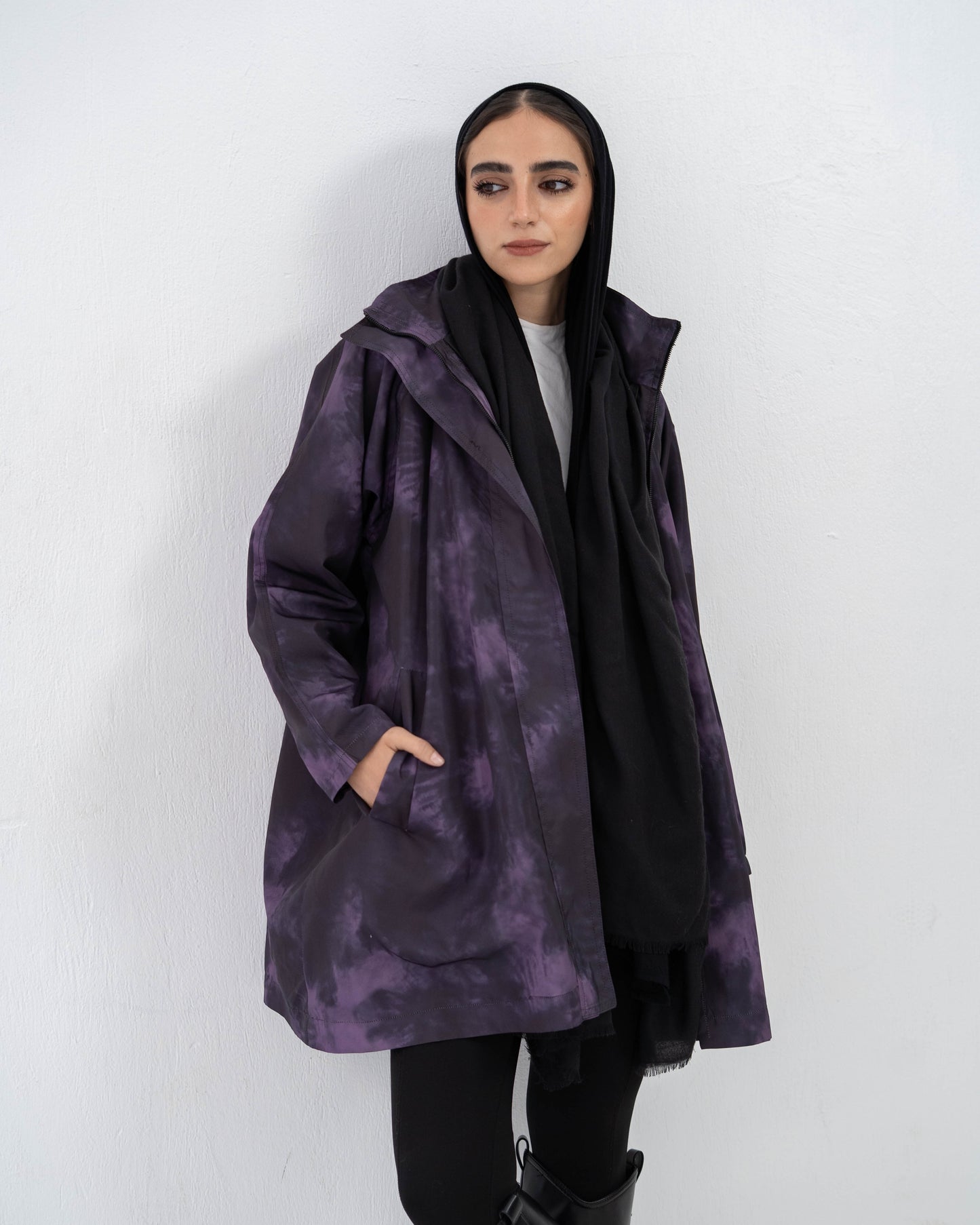 Tie-Die long Coat In Purple