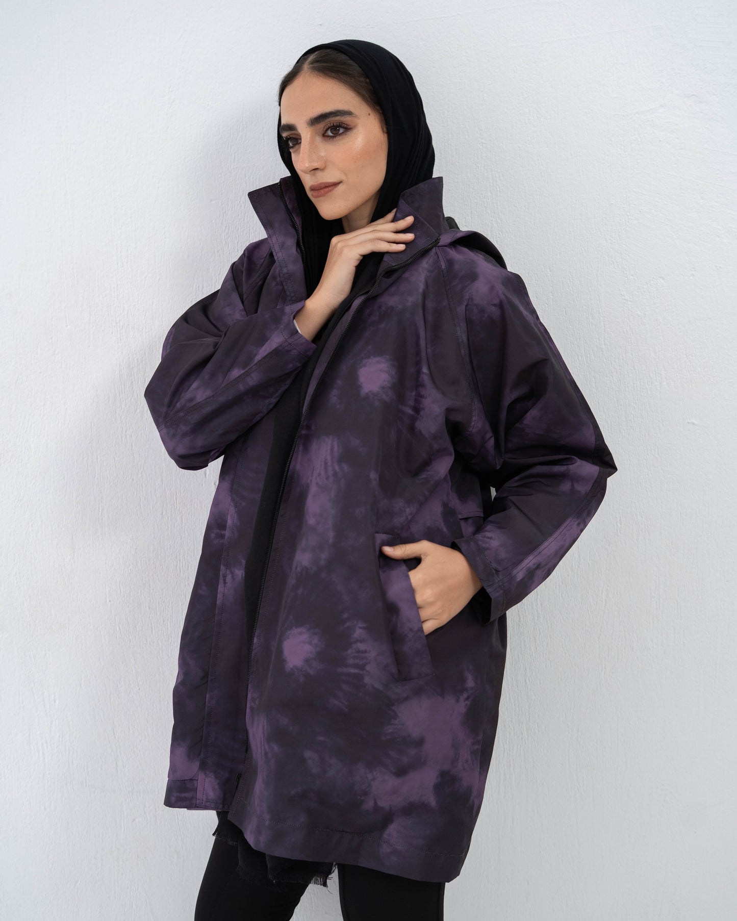Tie-Die long Coat In Purple