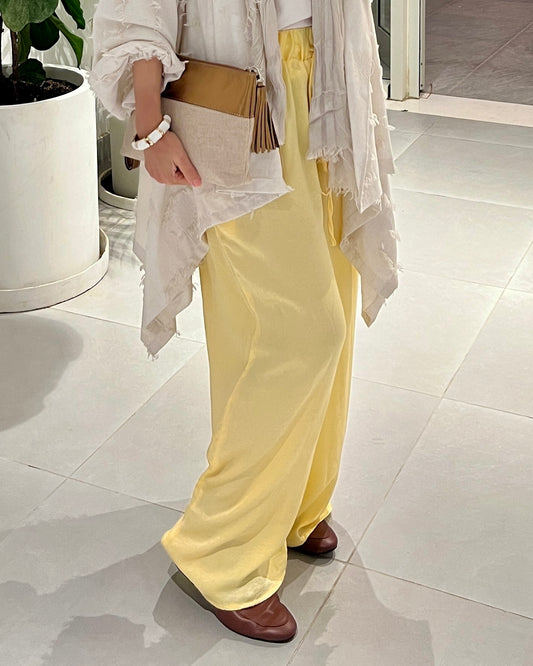 Elma crush pants in pastel yellow