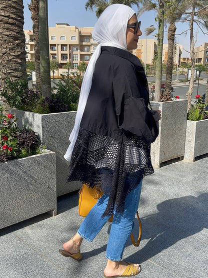 Half half cardigan in black