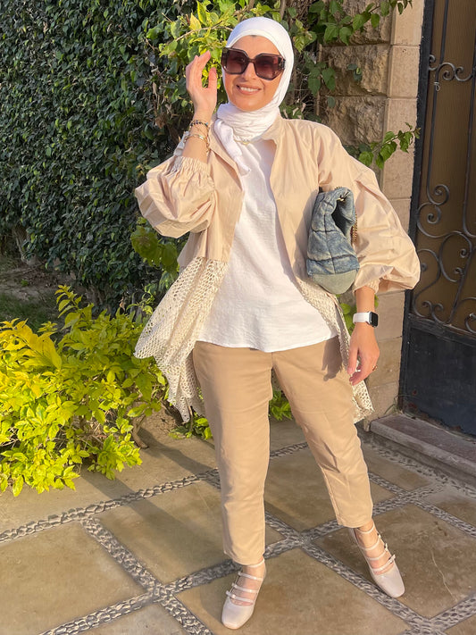 Half half cardigan in beige