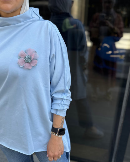 Baby blue Premium cotton high low top