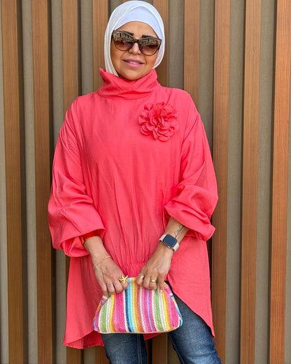turtle neck top in Watermelon