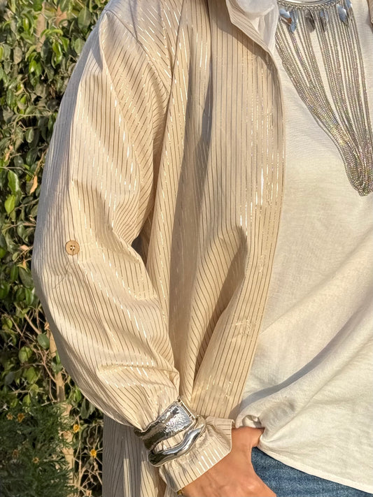 Metallic dress shirt in beige