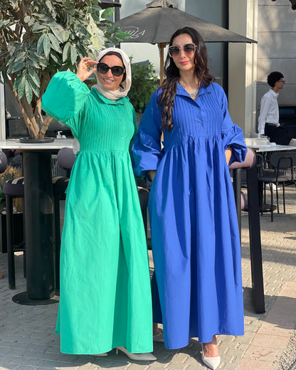 Serene poplin dress in green