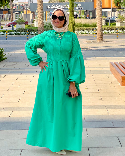 Serene poplin dress in green