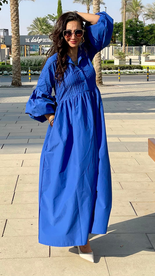 Serene poplin dress in Blue
