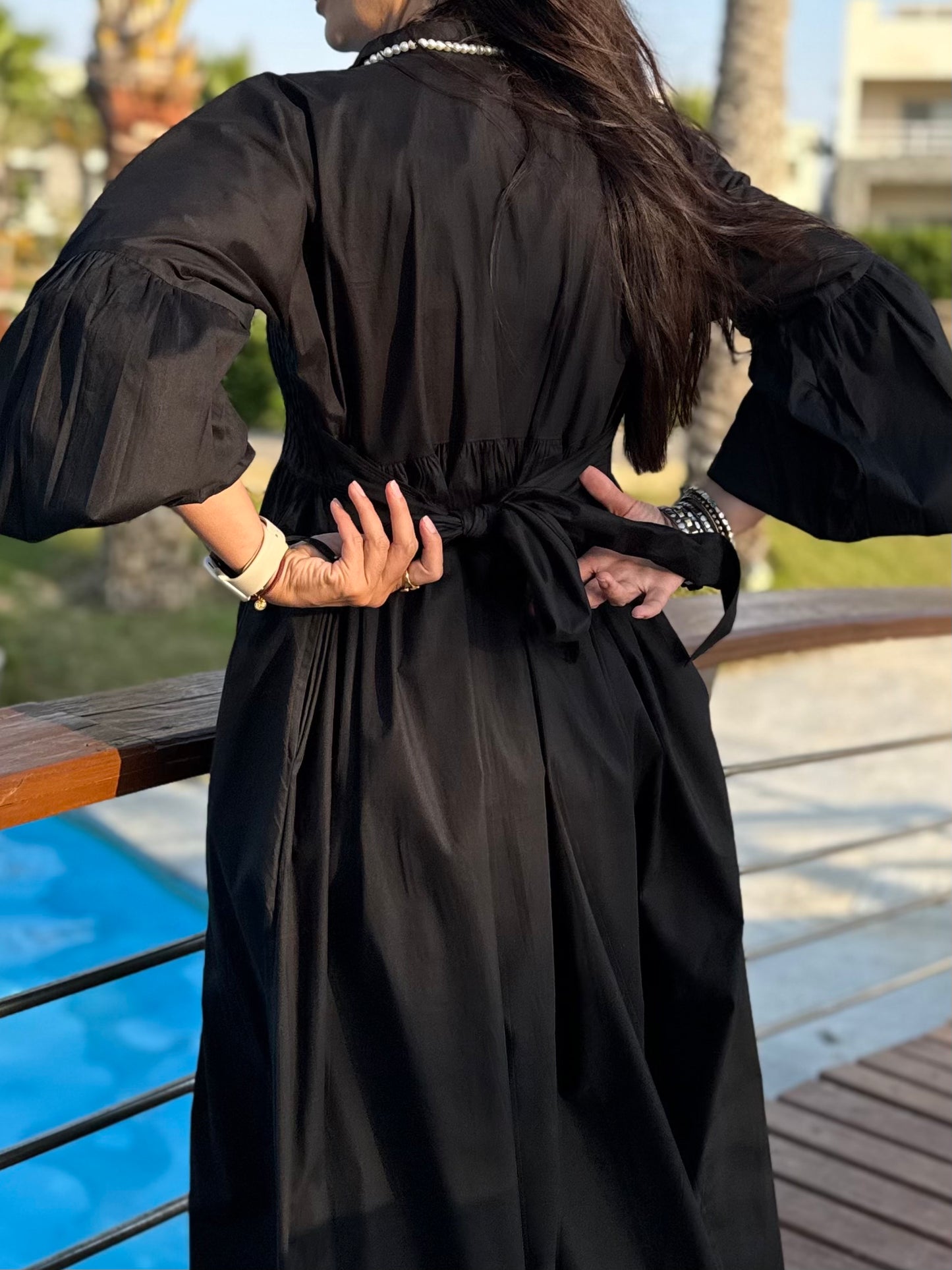 Serene poplin dress in Black