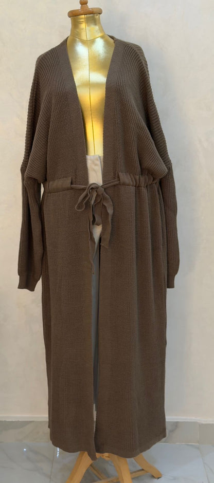 Belted Long Trico Cardigan