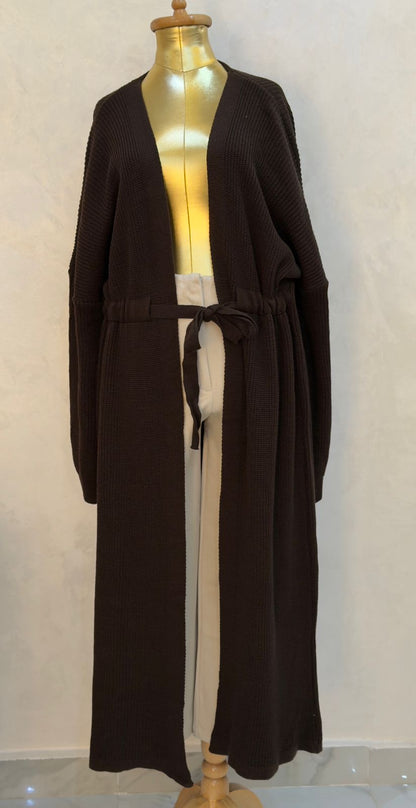 Belted Long Trico Cardigan