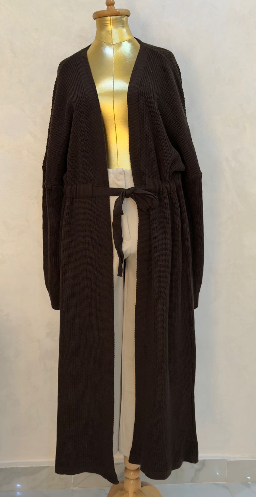 Belted Long Trico Cardigan
