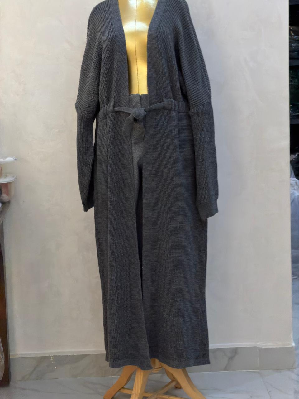 Belted Long Trico Cardigan