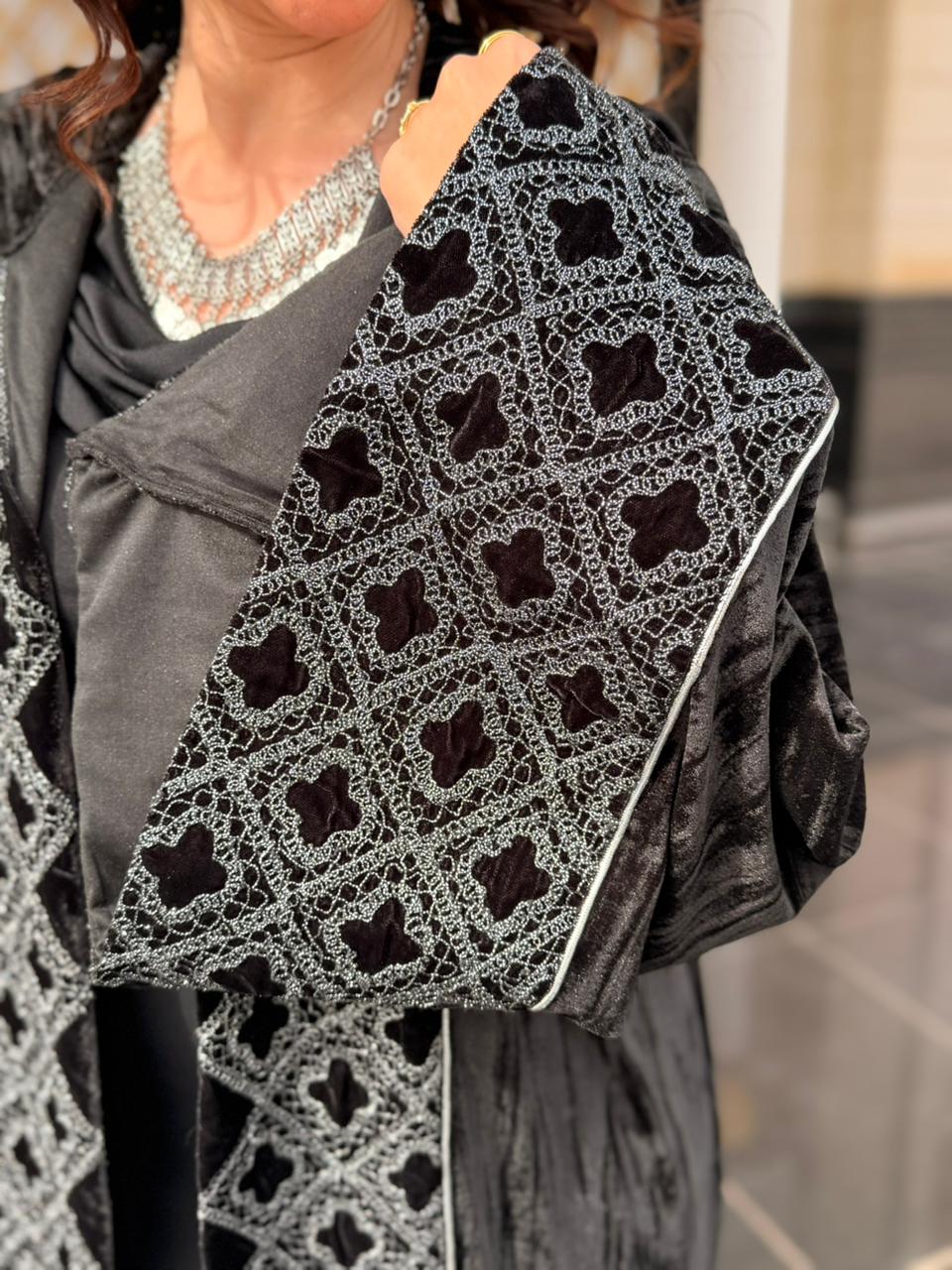 Moroccan Crushed Black Velvet Kaftan