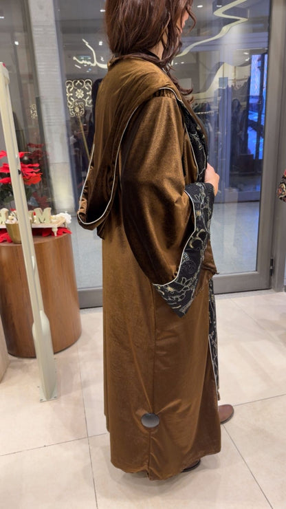 Moroccan Basic Brown Velvet Kaftan