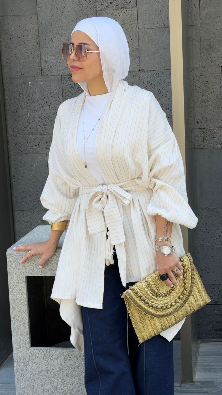 The Glow Cardigan in gold