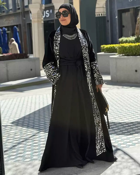 black velvet embroidered with silver Kuffic Calligraphy