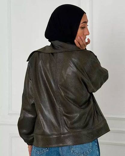 Olive leather jacket