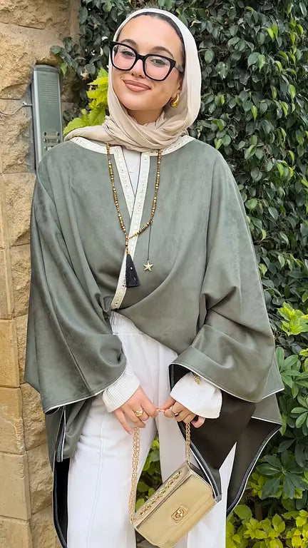Olive suede cape