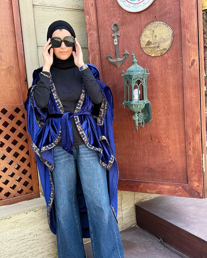 Royal blue high low kaftan