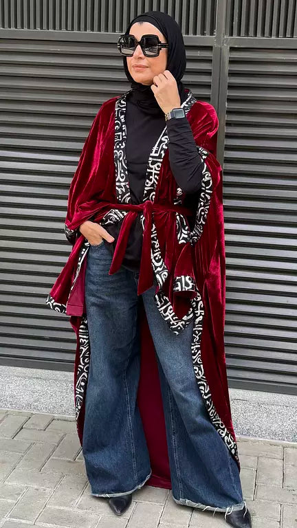 burgundy high low kaftan