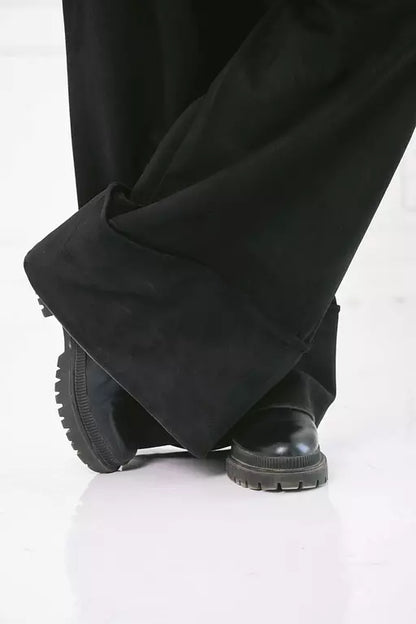 Suede wide leg pants in black