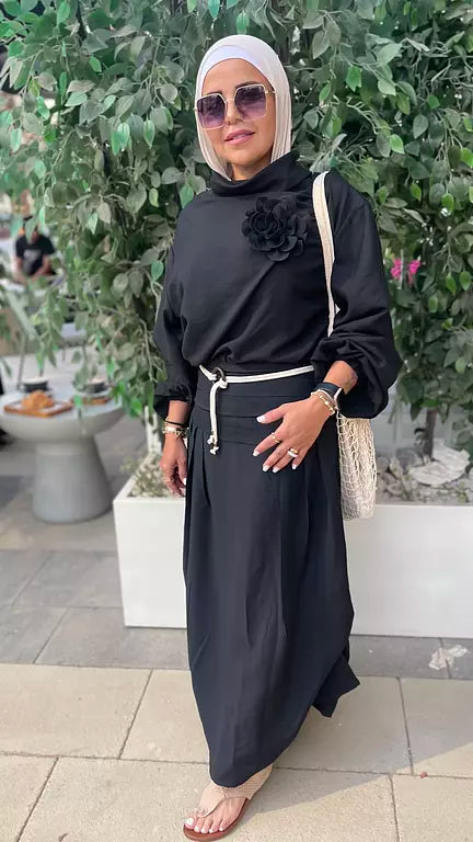 boho skirt in black