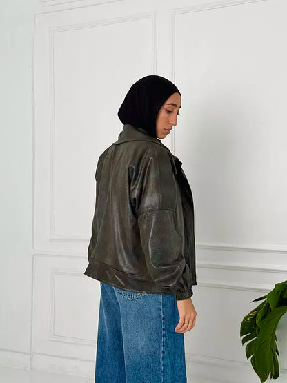 Olive leather jacket