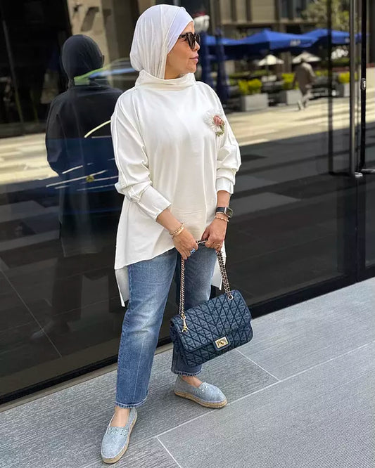 White premium melton cotton top