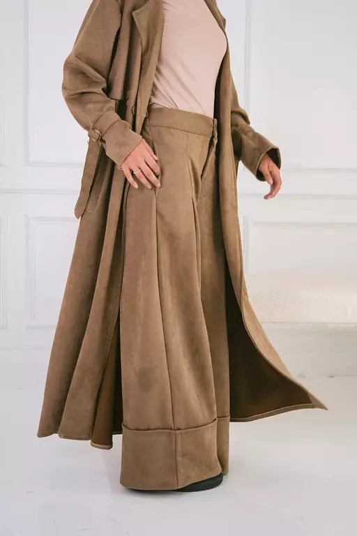 Suede wide leg pants in cafe