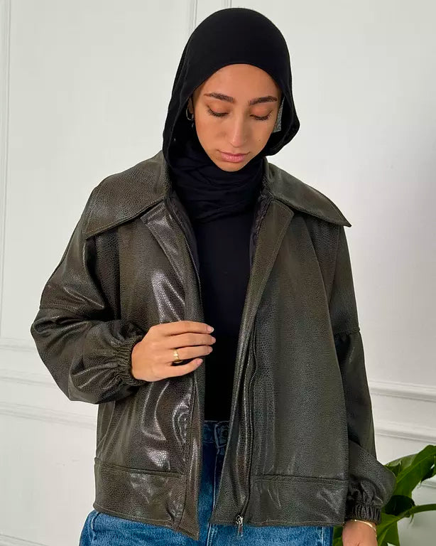 Olive leather jacket