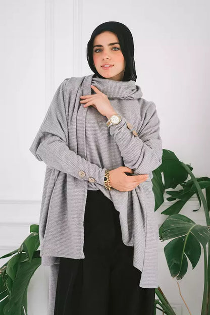 Scarf top in light grey