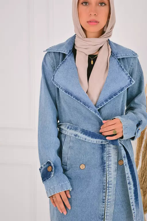 Denim trench coat