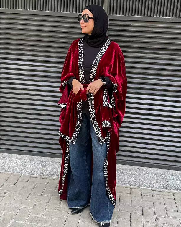 burgundy high low kaftan