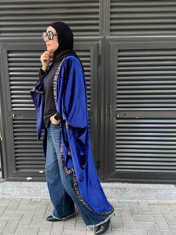 Royal blue high low kaftan