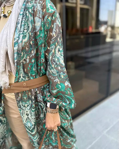 Mint forest kimono
