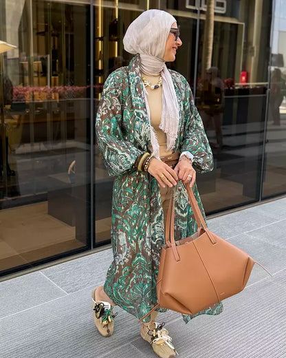 Mint forest kimono