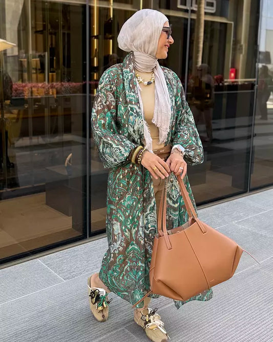 Mint forest kimono