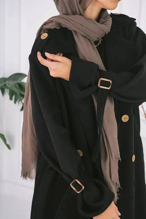 Suede trench coat in black